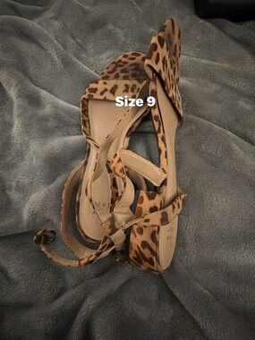 Unlisted Leopard Print Tie-Up Mules - Brown/Tan